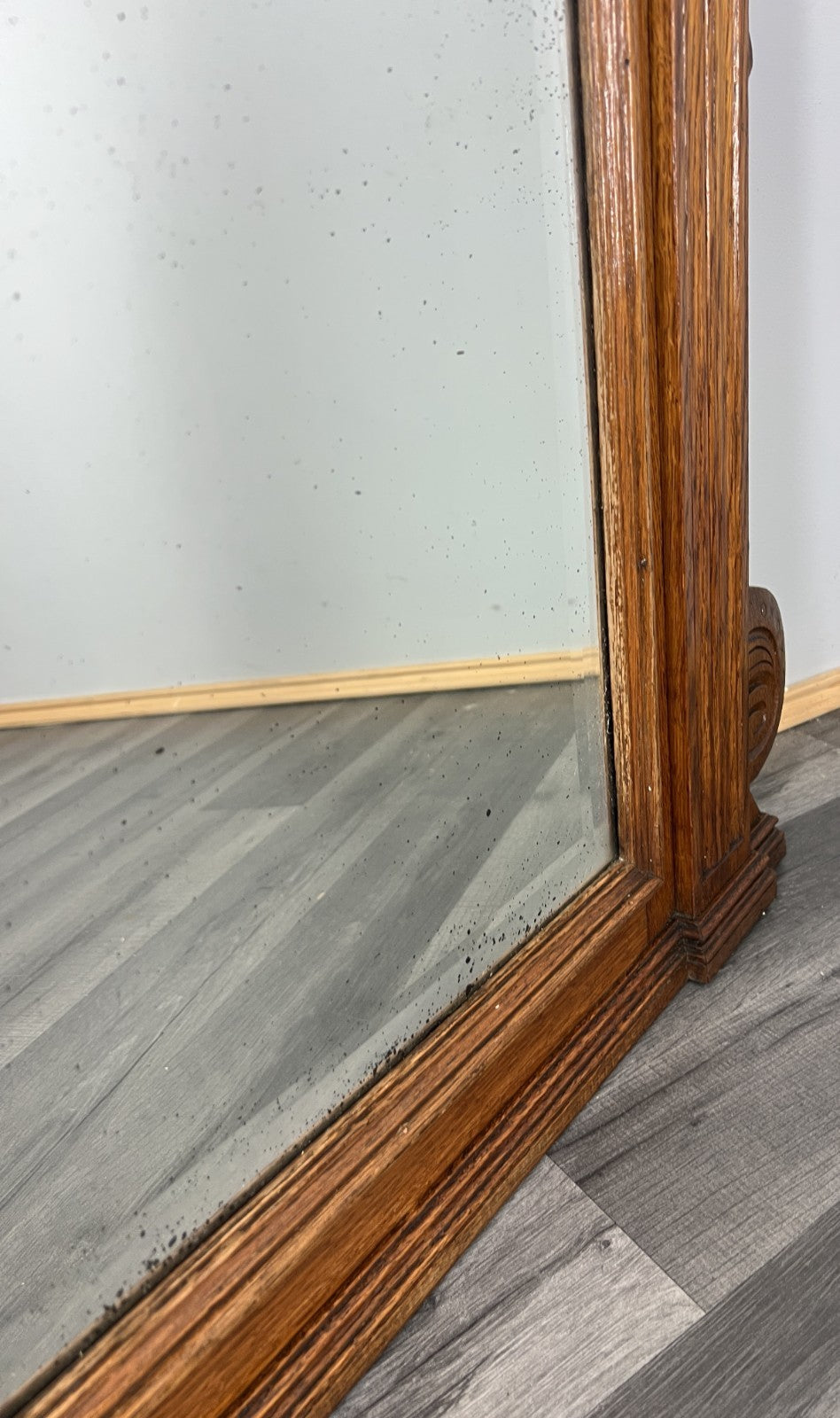 Antique French Style Carved Wall Mirror Oak Ornate Wall Frame LOT 45498