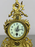 Clock Vintage French Style Brass Ornate Mantel Clock with Key LOT 6474