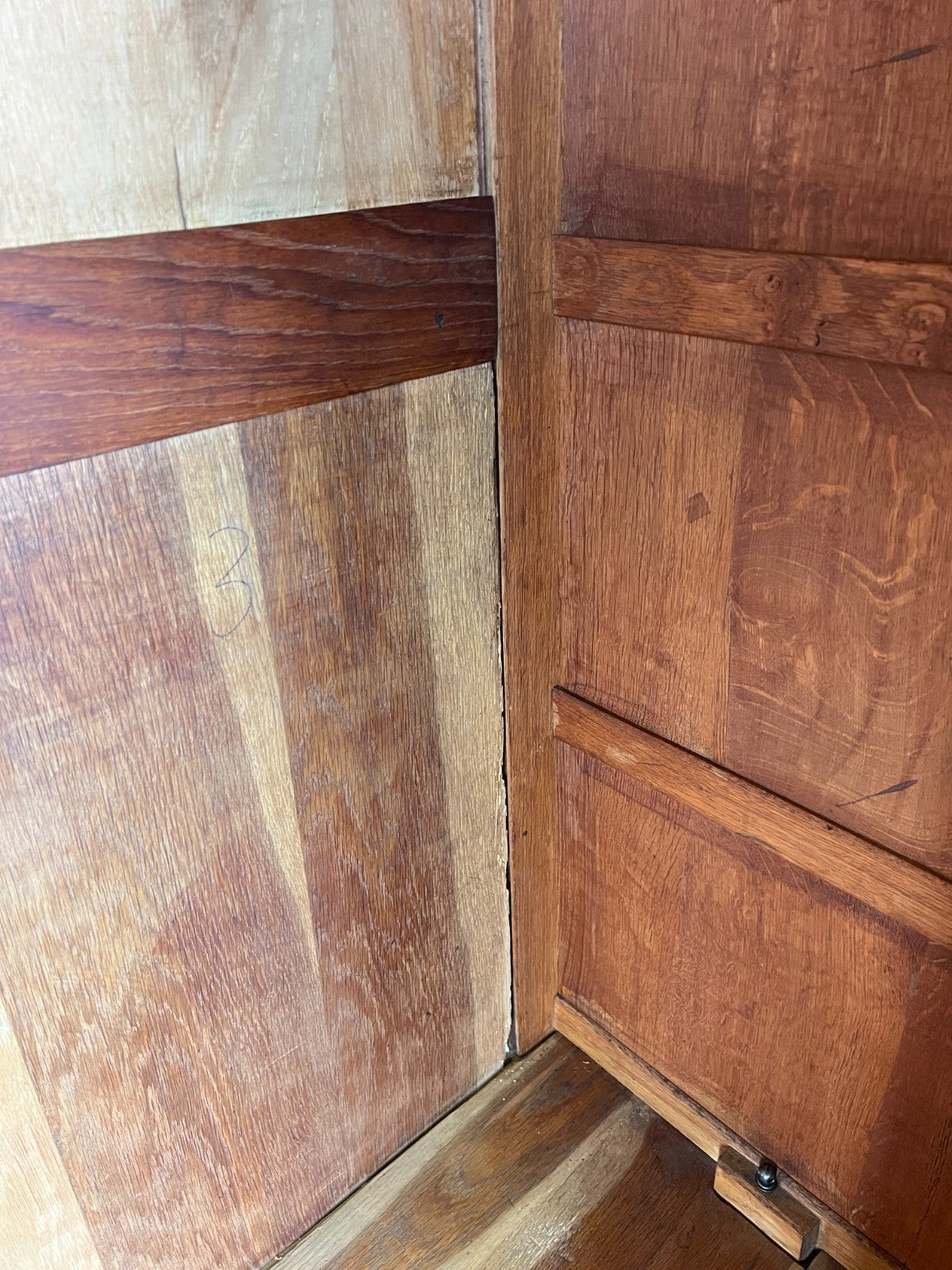 Wardrobe Antique French Two Door Oak Mirrored Carved Armoire Cabinet LOT 608218