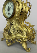 Clock Vintage French Style Brass Ornate Mantel Clock with Key LOT 6474