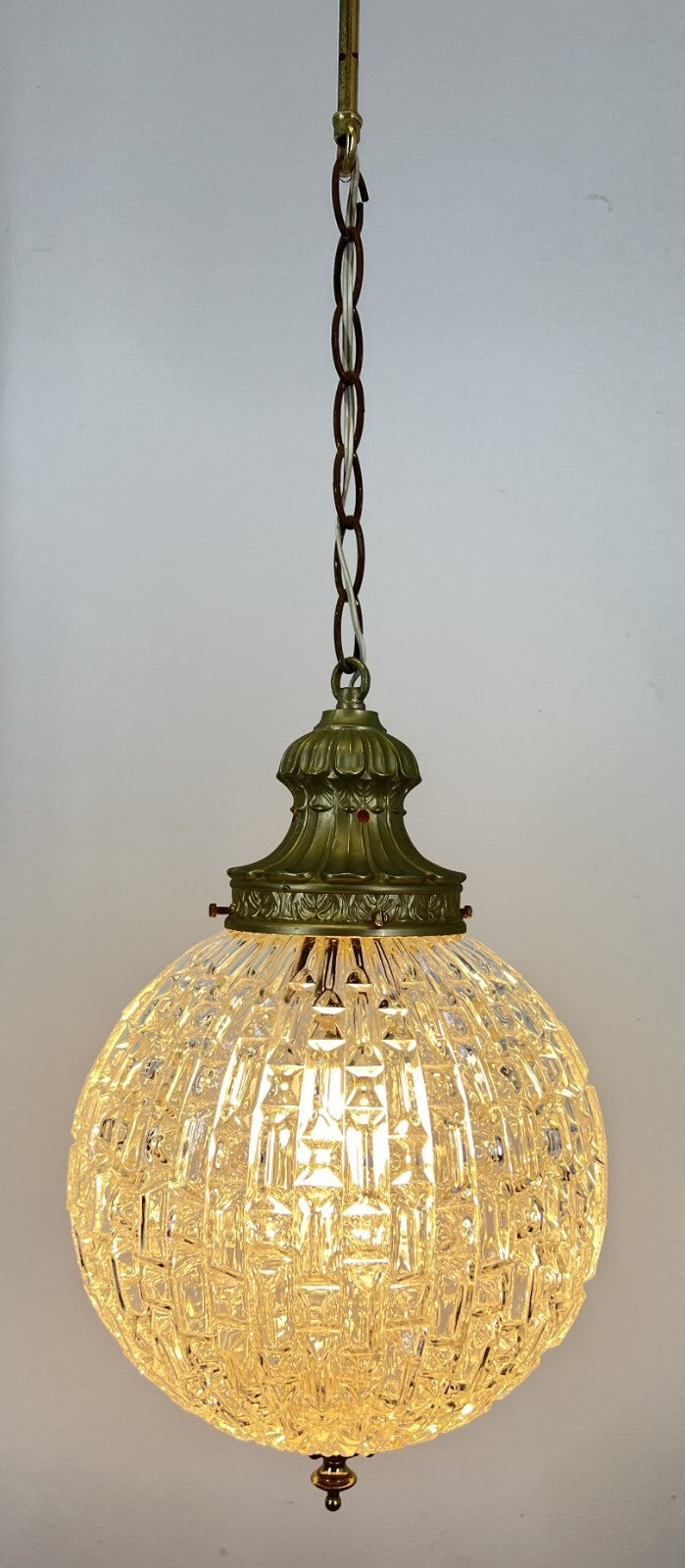 Ceiling Lamp Vintage Style Brass Pressed Crystal Pendant Chandelier LOT 520311