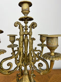 Pair of Candelabras Vintage French Style 5 Arm Ornate Candle Holders LOT 60707