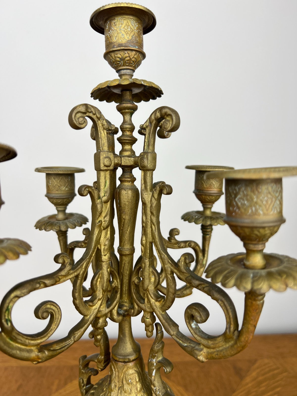 Pair of Candelabras Vintage French Style 5 Arm Ornate Candle Holders LOT 60707