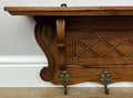 Coat Rack Vintage French Oak Wall Mounted 6 Hooks Carved Rack Hanger LOT 62084