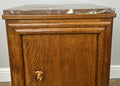 Pair of Bedside Tables Antique French Style Oak Marble Top Cabinets LOT 62187