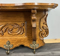 French Vintage Style Coat Rack Oak 6 Hooks Ornate Wall Shelf Coat LOT 46946