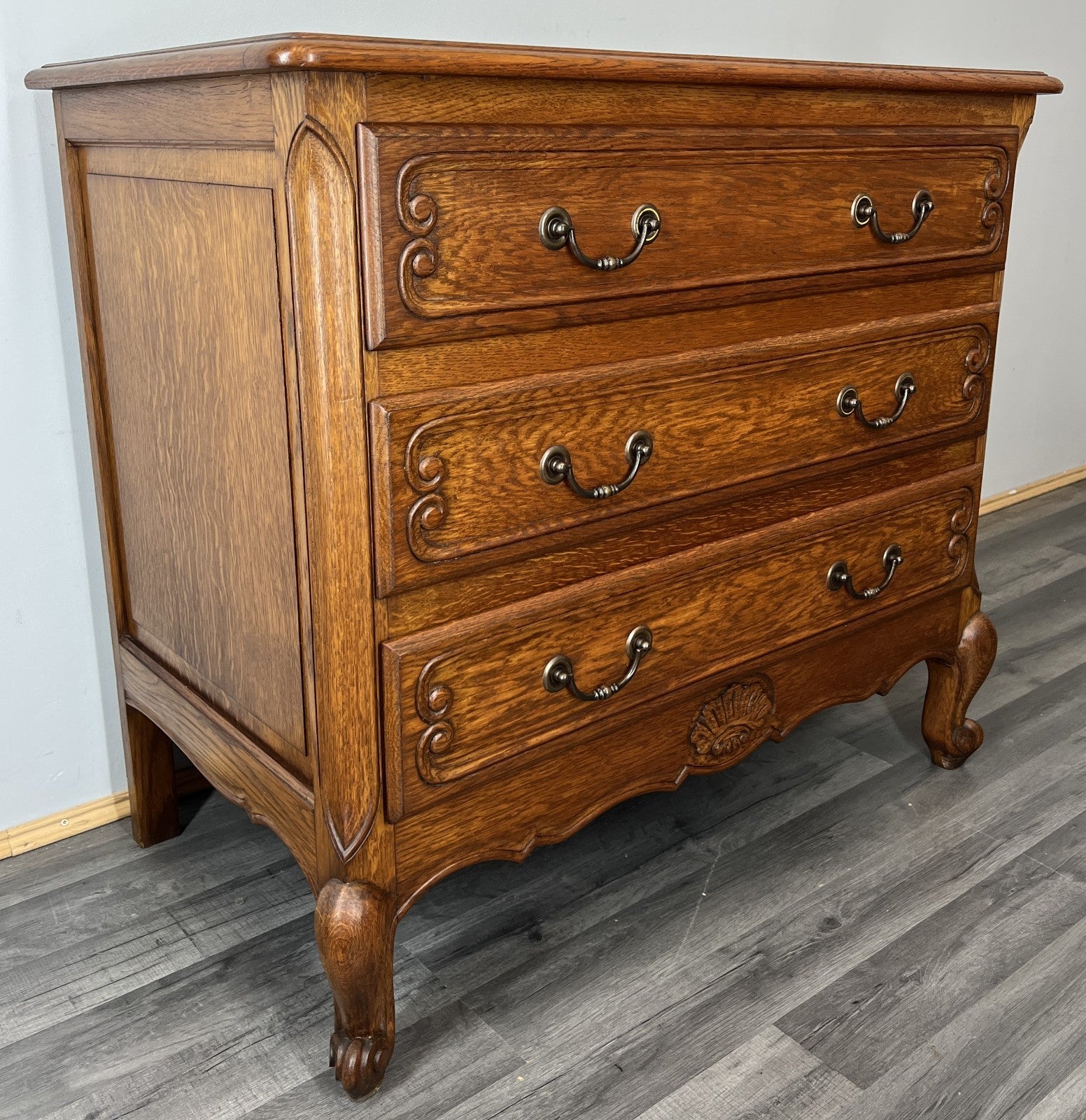 Chest of Drawers Vintage French Oak Louis XV Style Carved Cabinet LOT 43211