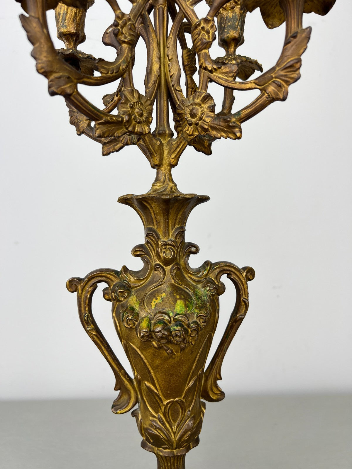 Candelabra Antique French Style Brass Marble Five Arm Candle Holder LOT 6488