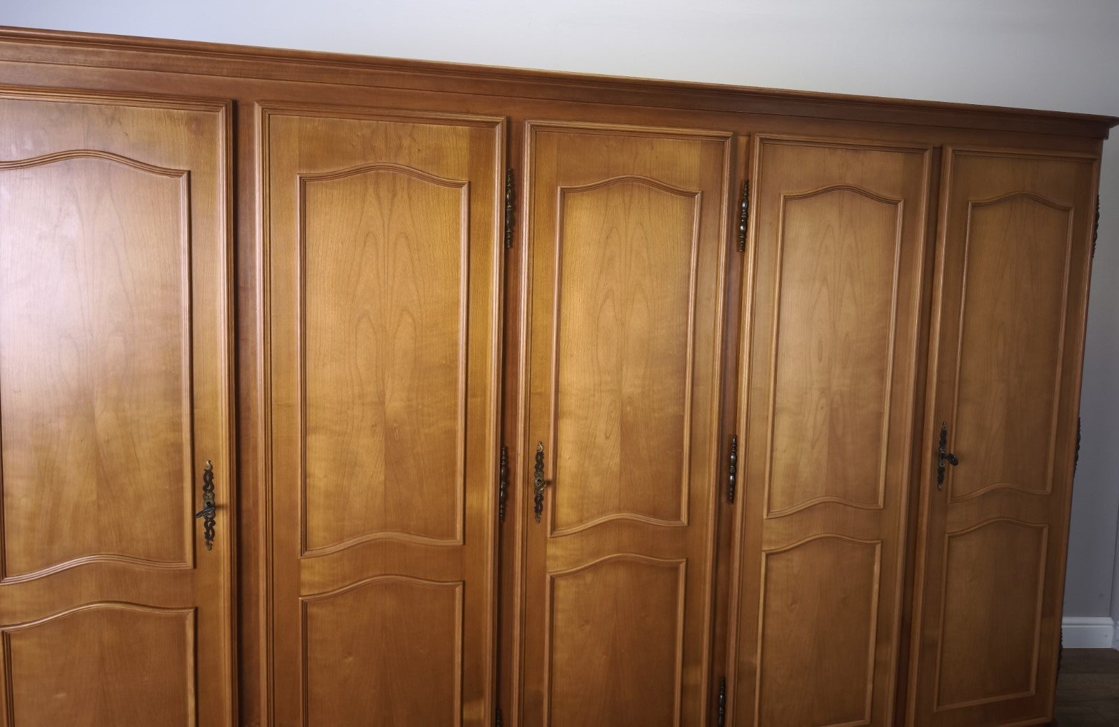 Wardrobe Vintage French Louis XVI Style Five Door Carved Armoire LOT 60095