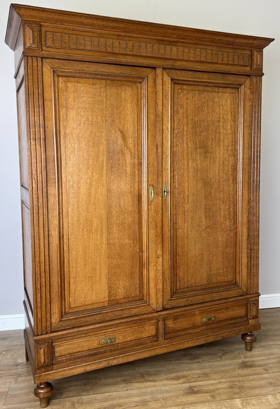 Wardrobe Antique French Style Oak Two Door Carved Armoire Cabinet LOT 61430