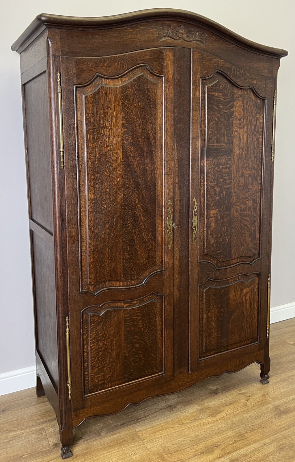 Wardrobe Antique French Louis XVI Style Oak Two Door Carved Armoire LOT 6466