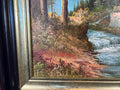 Painting Vintage Oil Painting Framed Lake Mountains Scene 73cm x 83cm LOT 50528
