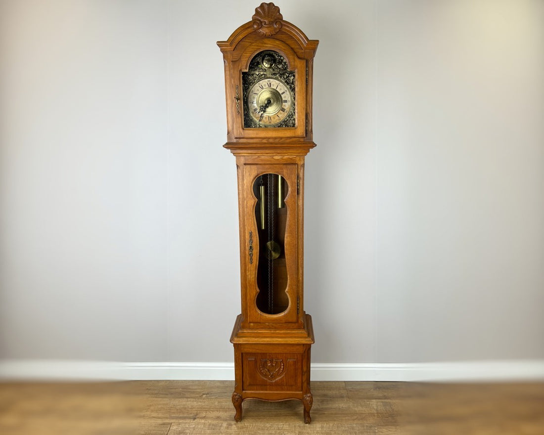 Grandfather Clock Vintage French Louis Style Oak Decorative Clock LOT 49840