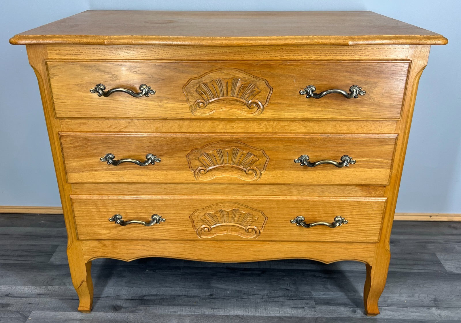 Chest of Drawers Vintage French Louis XVI Oak 3 Drawers Bedroom Cabinet LOT 37271