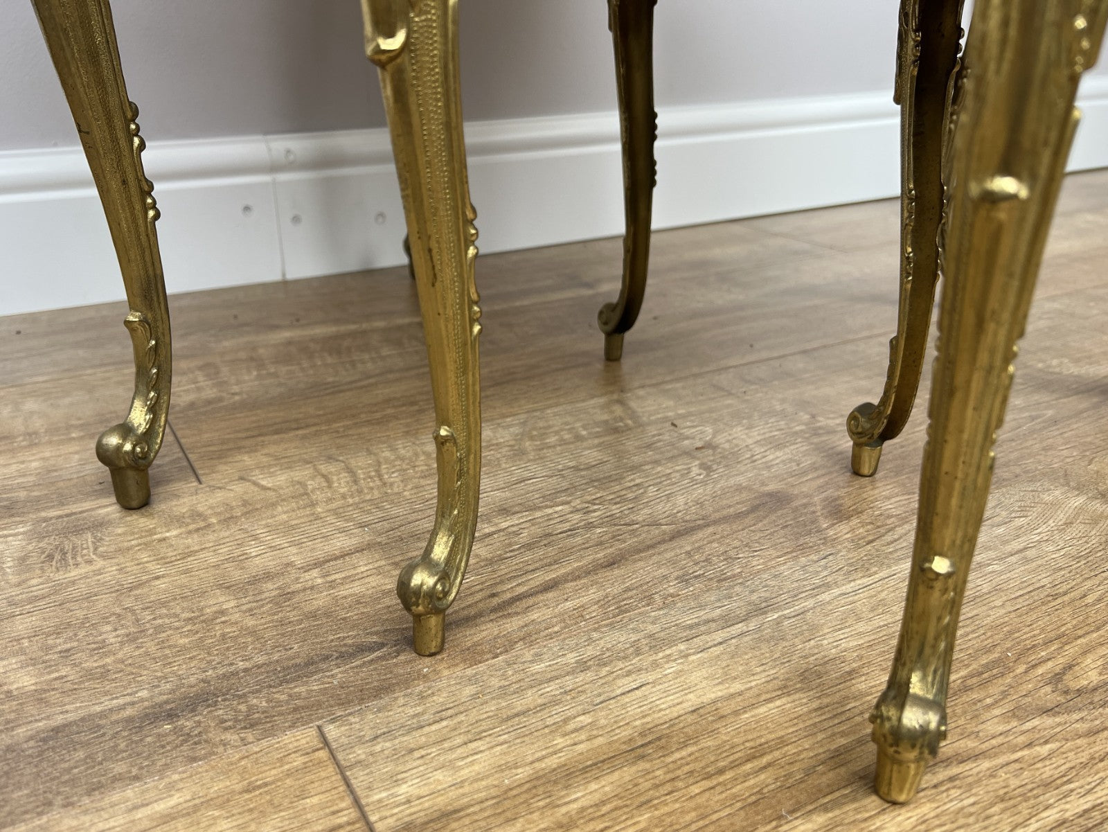 Nested Tables Vintage French Marble Onyx Brass Tables Set LOT 49706
