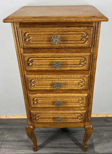 Chest of Drawers Vintage French Oak Louis XVI Style Carved Cabinet LOT 43230
