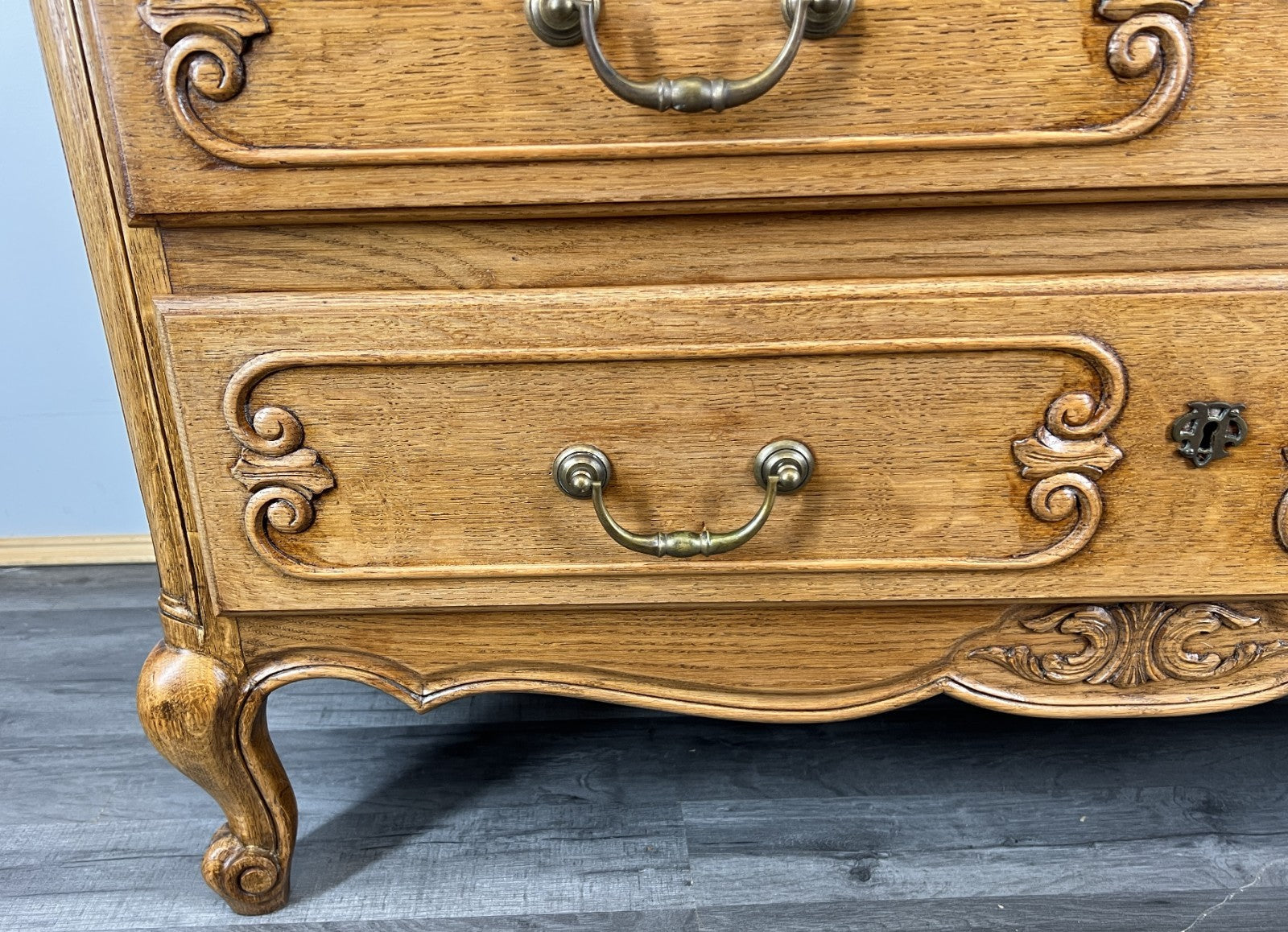 Chest of Drawers Vintage French Oak Louis XVI Style Carved Cabinet LOT 43254