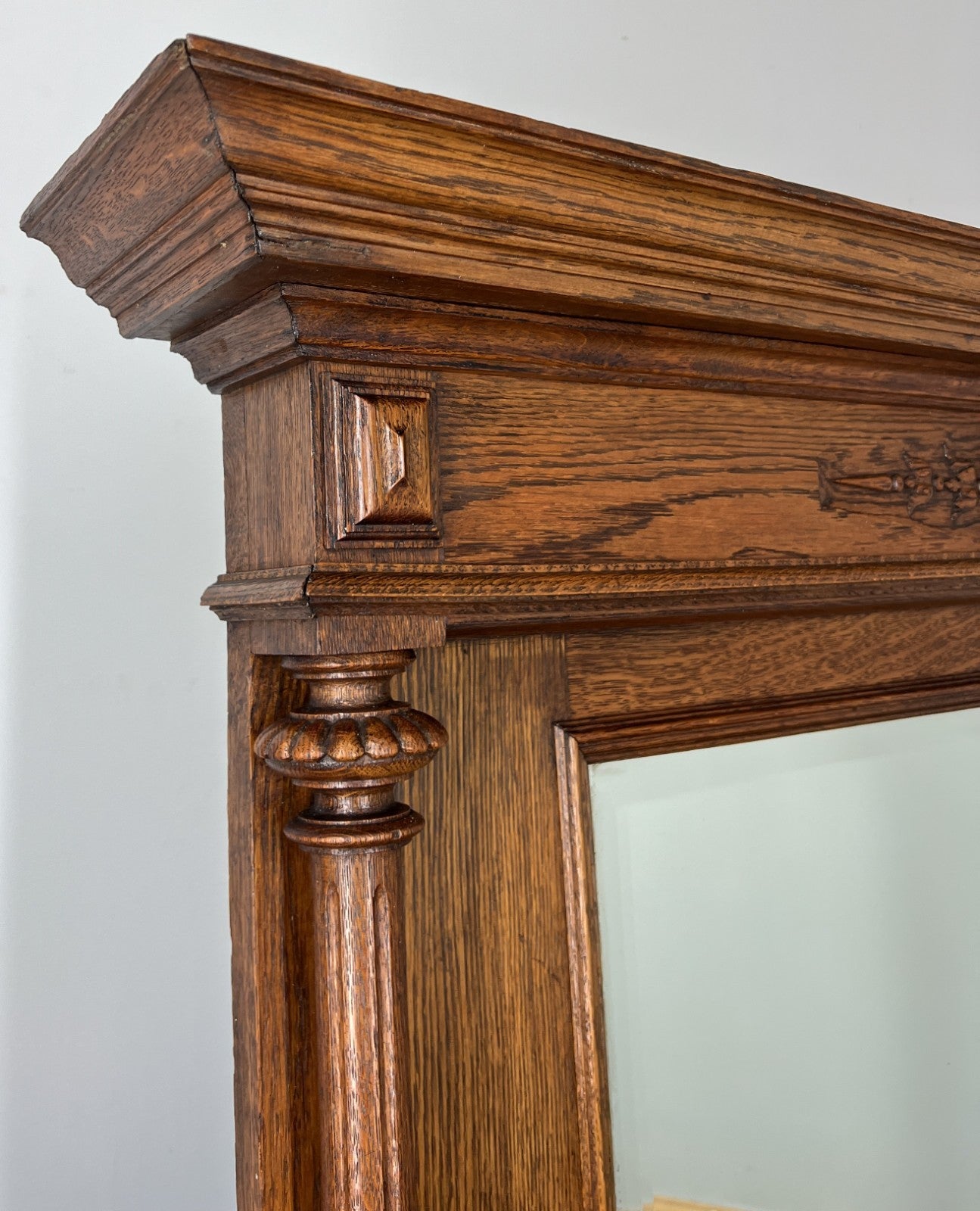 Antique French Style Carved Oak Wall Mirror Home Decor Wall Frame LOT 45513