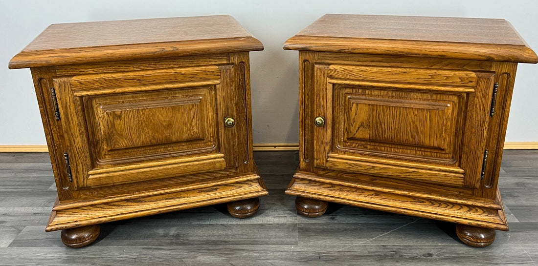 Pair of Bedside Tables Vintage French Style Cupboards Carved Cabinets LOT 28970
