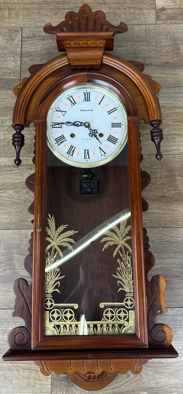 Clock Vintage French Style Hanging Regulator Carved Wall Clock LOT 62010