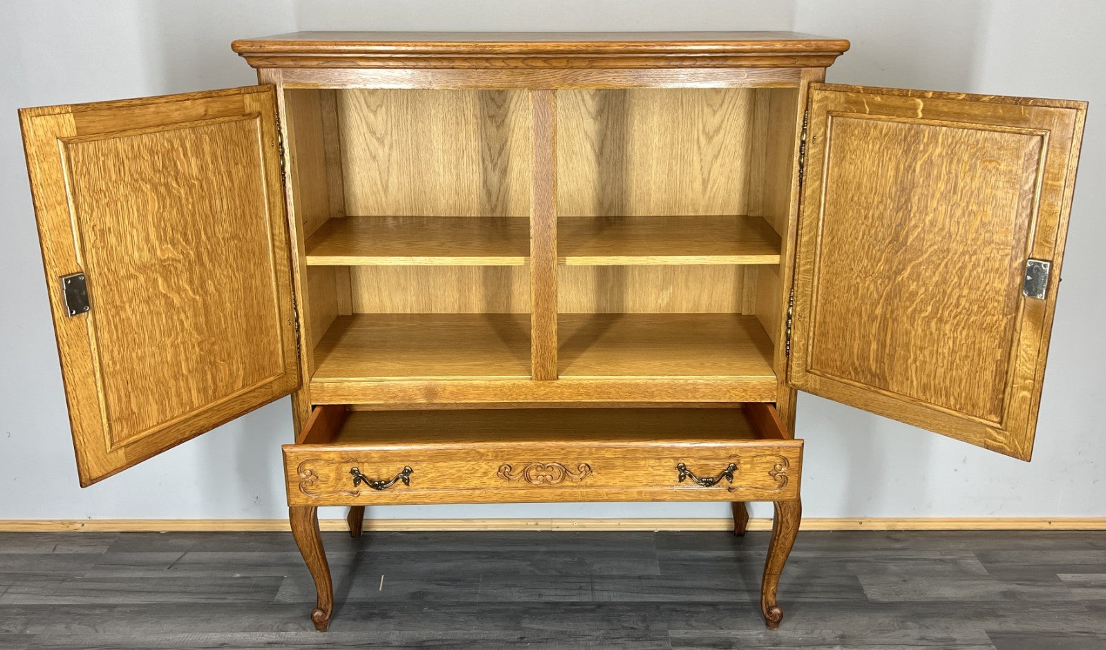 Cabinet Vintage French Louis XVI Oak Sideboard Carved Panels Cupboard LOT 433210