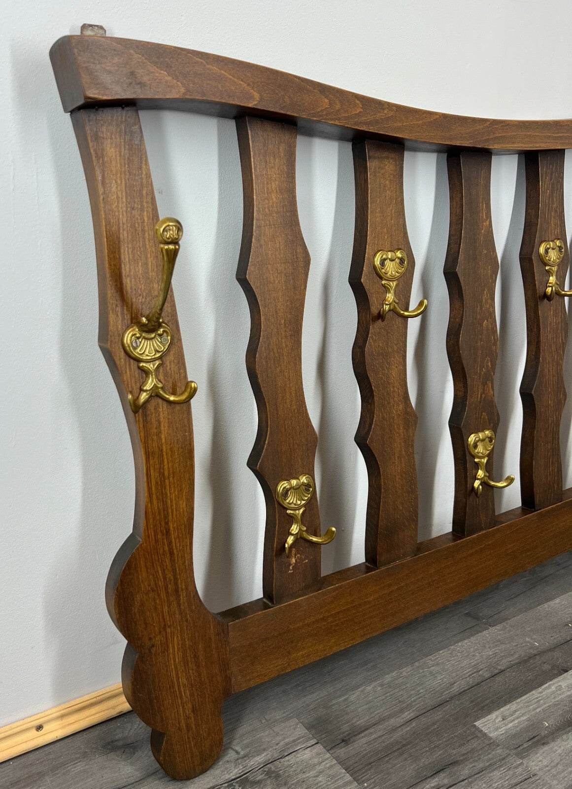 Coat Rack Antique French 7 Hooks Wall Mounted Oak Carved Plate Rack LOT 28483