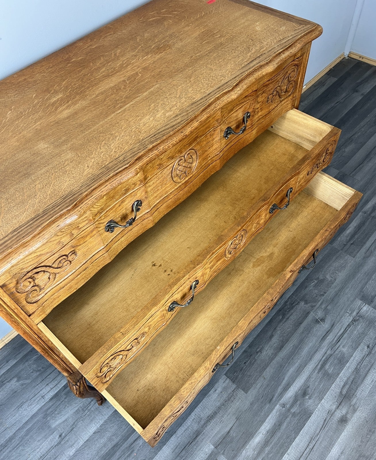 Chest of Drawers Vintage French Oak Louis XVI Style Carved Cabinet LOT 445311