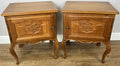 Pair of  Bedside Tables Vintage French Louis Oak Nightstands Cabinets LOT 49100