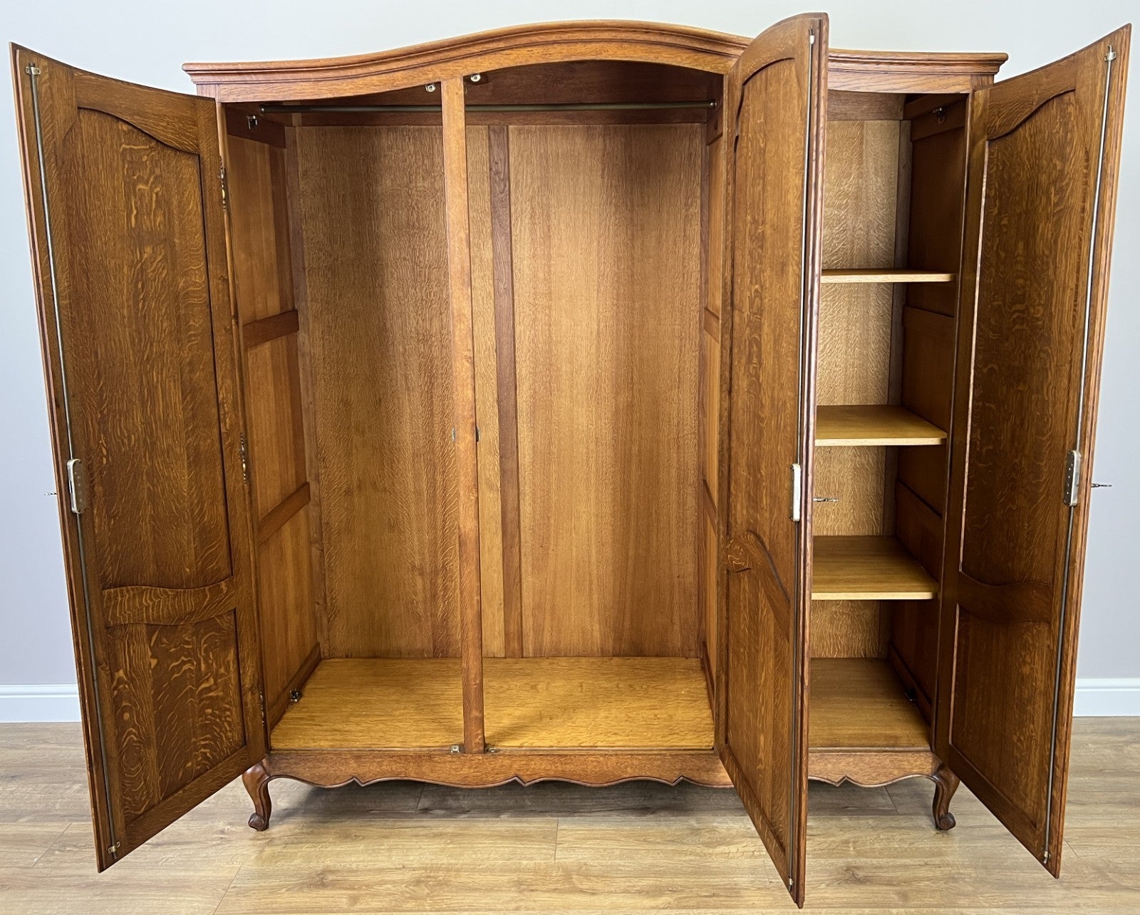 Wardrobe Vintage French Louis XVI Style Oak Four Door Armoire LOT 48266