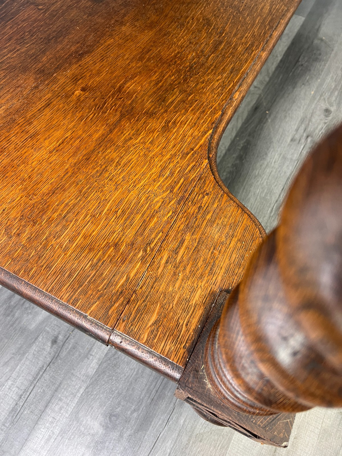 Cabinet Antique French Style Oak Carved Table with Two Drawers LOT 480019
