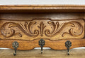 Coat Rack Vintage French Carved Oak Wall Mounted 5 Hooks Rack Hanger LOT 63674
