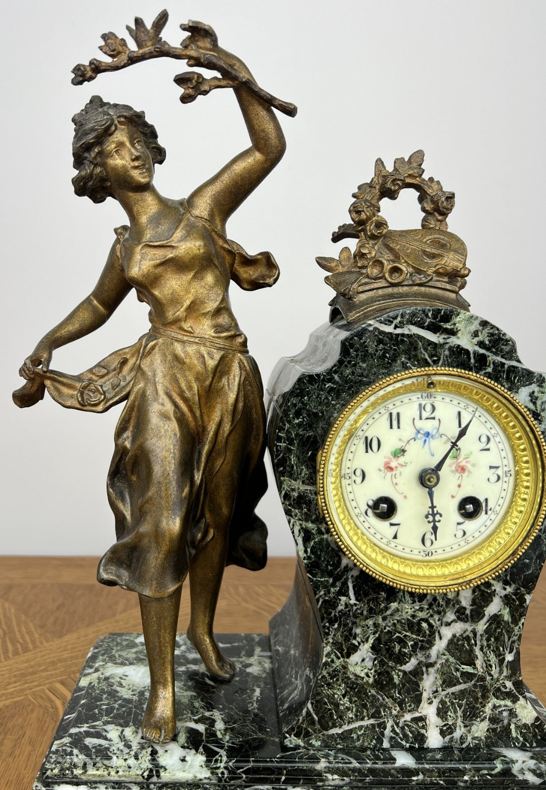 Clock Vintage French Style Marble Clock Figurine Garniture Set LOT 60614