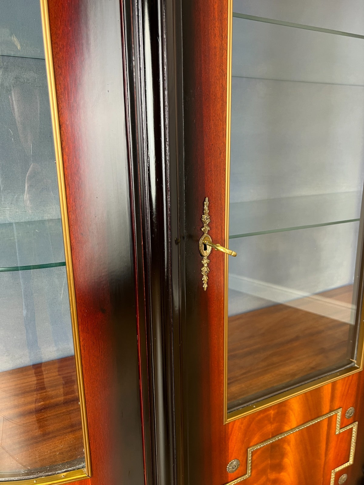 Cabinet Vintage French Style Empire Display Cabinet Marble Top Glass LOT 497711