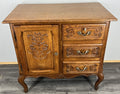 Cabinet Vintage French Louis XVI Oak Carved with 3 Drawers Sideboard LOT 44550