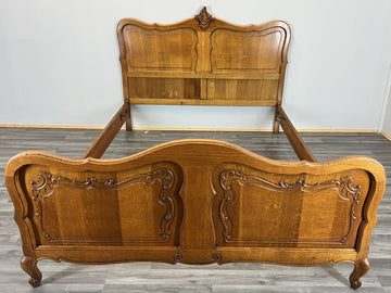 Bed Vintage French Louis XVI Double Bed Frame Oak Carved Headboard LOT 45980
