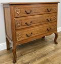 Chest of Drawers Vintage French Louis Oak 3 Drawers Carved Cabinet LOT 62503