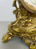 Clock Antique French Style Brass Ornate Mantel Clock with Key LOT 6473
