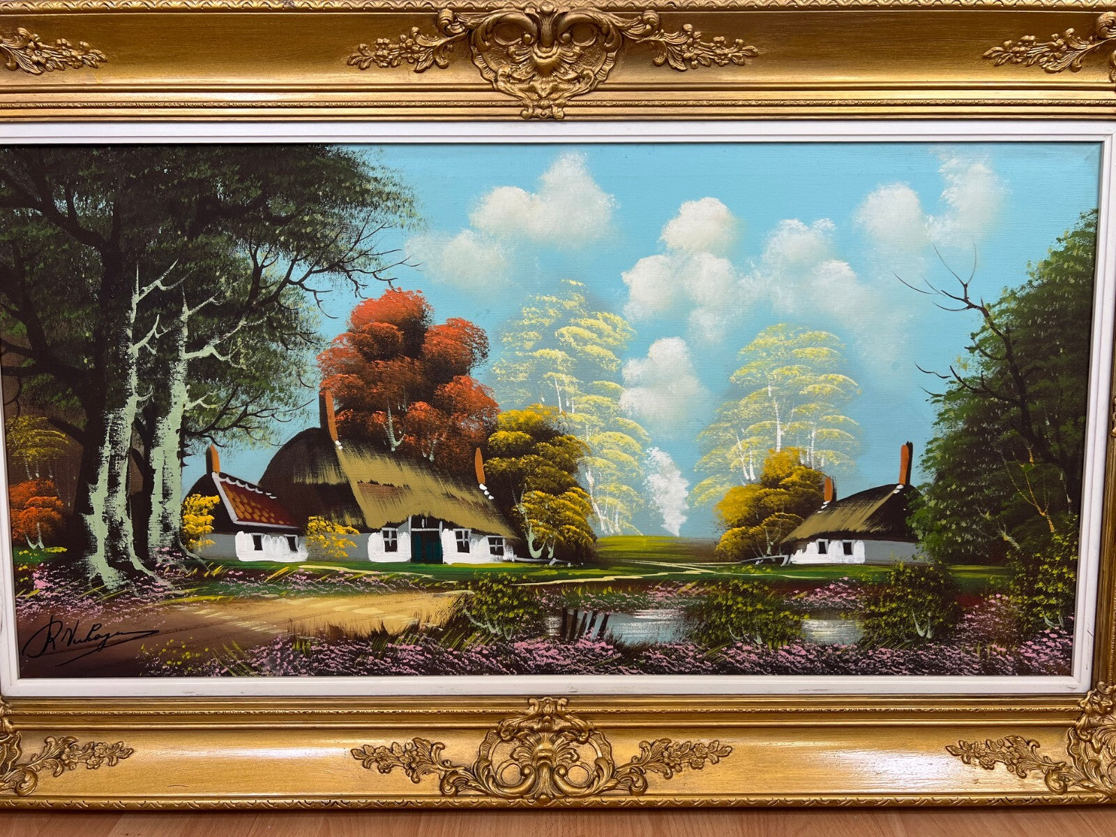 Oil Painting Vintage French Framed Landscape Artwork Large Wall Art LOT 51265