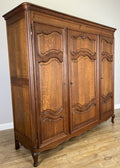 Wardrobe Vintage French Louis XVI Style Triple Door Oak Carved Armoire LOT 607811