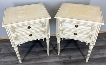 Pair of Bedside Tables Vintage Shabby Chic Louis Nightstands Cabinets LOT 43400