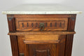 Bedside Table Antique French Oak Marble Top Cupboard Carved Cabinet LOT 60134