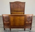 Bed Antique French Style Oak Double Bed Frame Carved Headboard LOT 27621