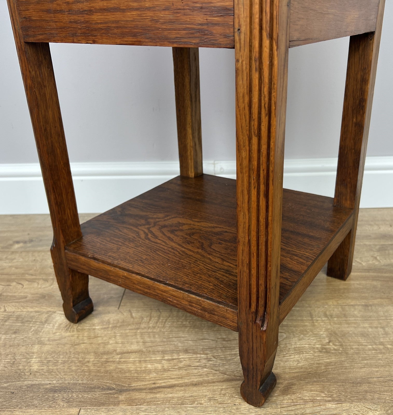 Bedside Table Antique French Style Marble Top Oak Cabinet Nightstand LOT 62446