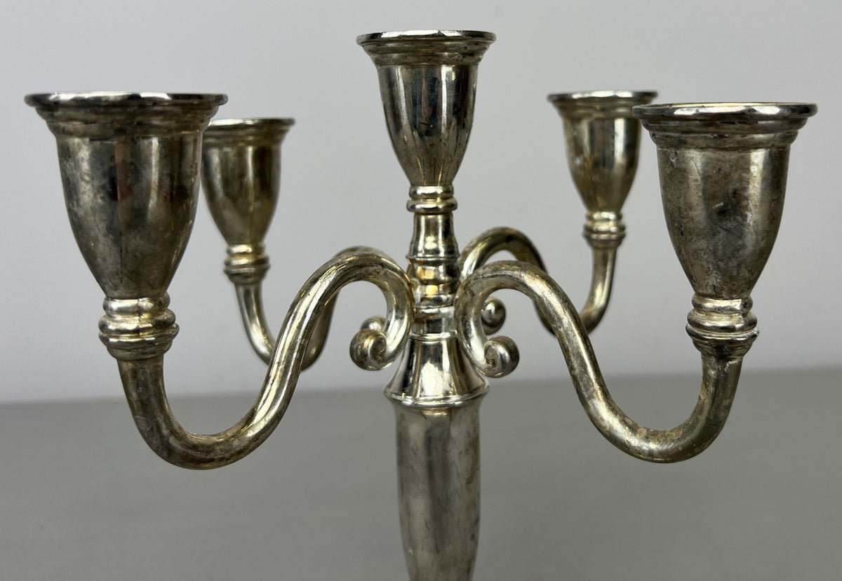 Pair of Candelabras Vintage French Style Metal Five Arm Candle Holders LOT 6481