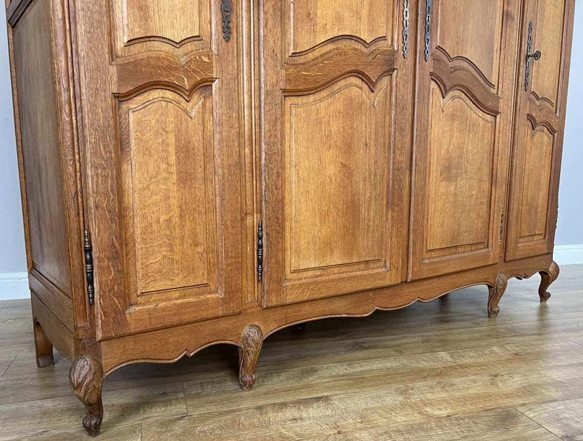 Wardrobe Vintage French Louis XVI Style Four Door Oak Carved Armoire LOT 64128