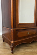 Wardrobe Antique French Style Walnut Mirrored Two Door Carved Armoire LOT 6538