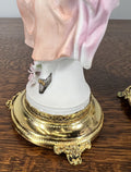 Figurines Vintage French Style Porcelain Pair on Brass Stand LOT 47558