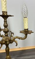 Lamp Vintage French Brass 3 Arm Candelabra Light Ornate Rococo Design LOT 44516