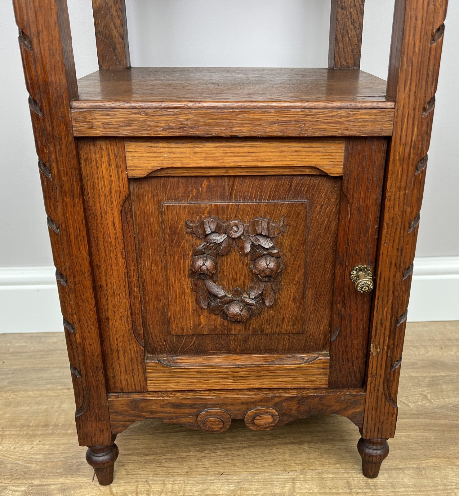 Bedside Table Antique French Style Marble Top Oak Cabinet Nightstand LOT 62403