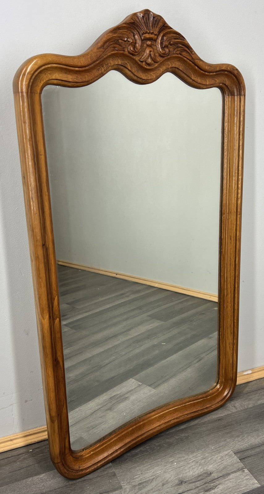 Vintage French Oak Wall Mirror with Carved Frame Wall Decor LOT 45250